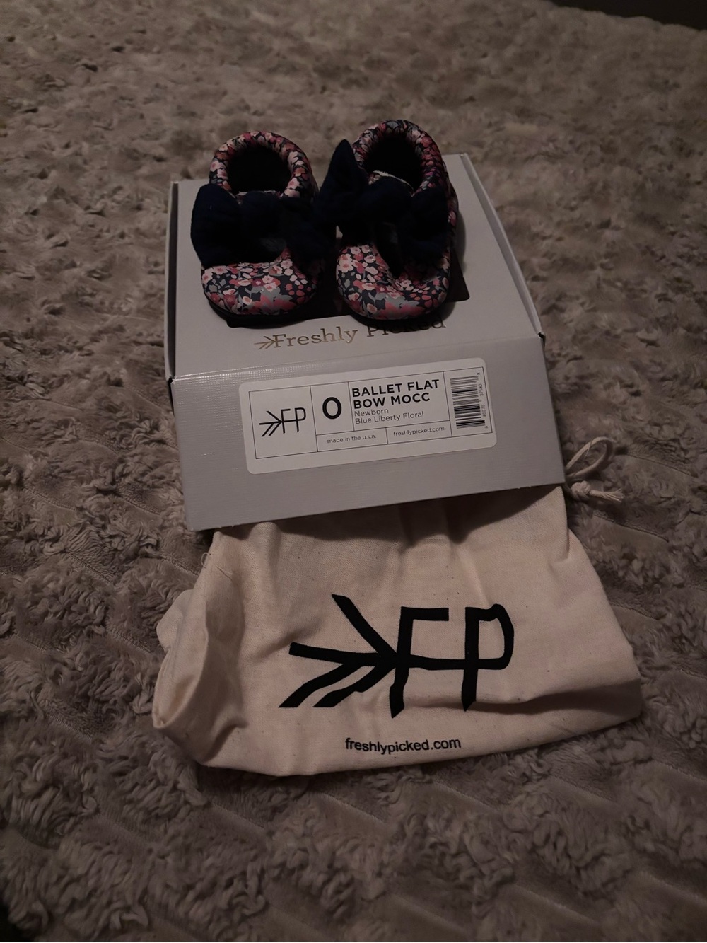 Freshly Picked Navy Ballet Flat Moccs with Pink Floral